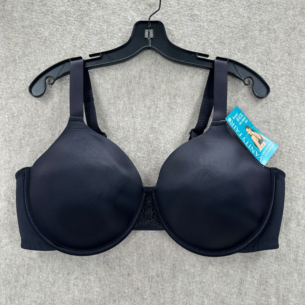Vanity Fair Bra Womens 42DD Black Beauty Back Underwire Smoothing 76380